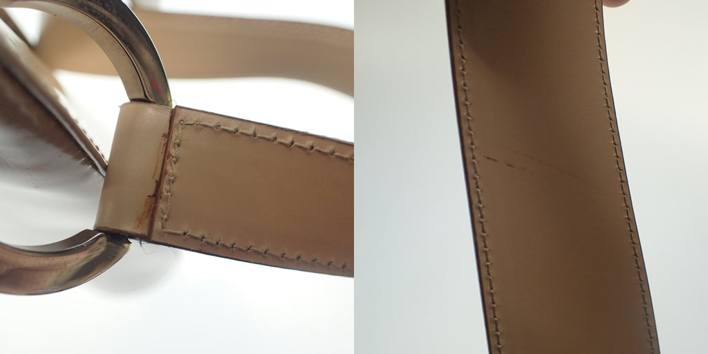 中古◆サルヴァトーレフェラガモ ショルダーバッグ シルバー金具 レザー ベージュ系 Salvatore Ferragamo【AFE12】