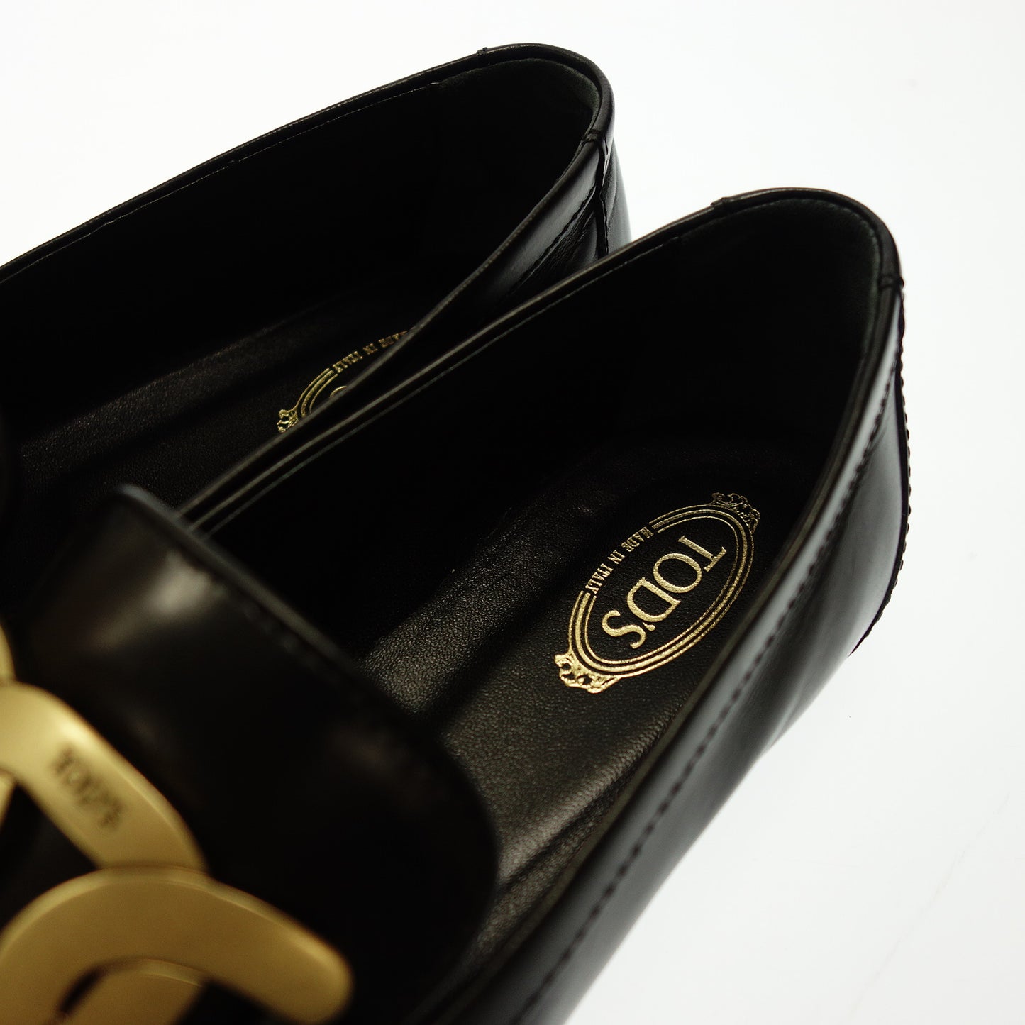 美品◆トッズ レザーローファー ケイト ゴールド金具 レディース 36.5 黒 TOD'S【AFD7】