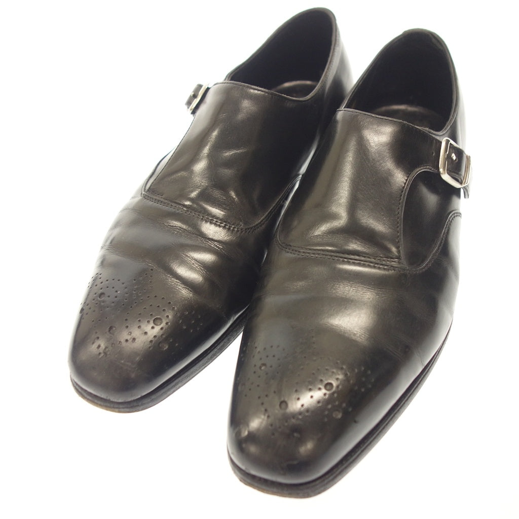 中古◆ラルフローレン パープルレーベル レザーシューズ S1948 シングルストラップ メンズ ブラック系 サイズ7.5E RALPH LAUREN PURPLE LABEL【AFC9】
