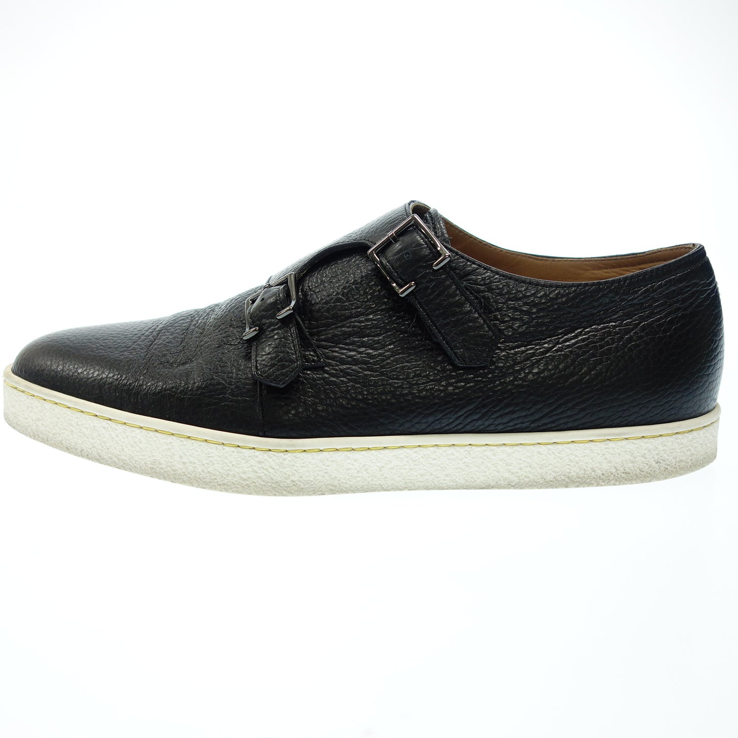 ジョンロブ レザースニーカー HOLME ホワイトソール ダブルストラップ メンズ 8 黒 JOHN LOBB【AFC53】【中古】