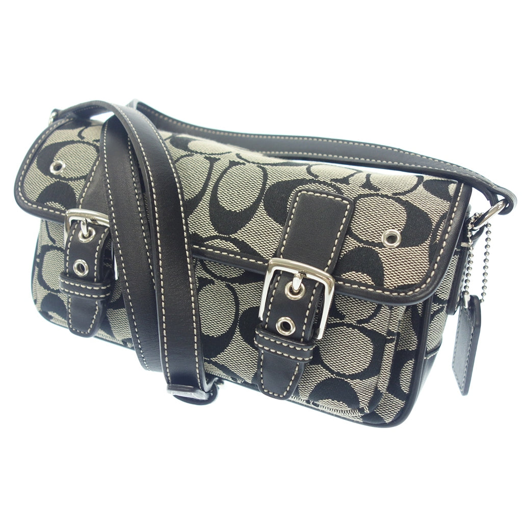 美品◆コーチ ショルダーバッグ ブラック×グレー ショルダーバッグ COACH【AFE1】