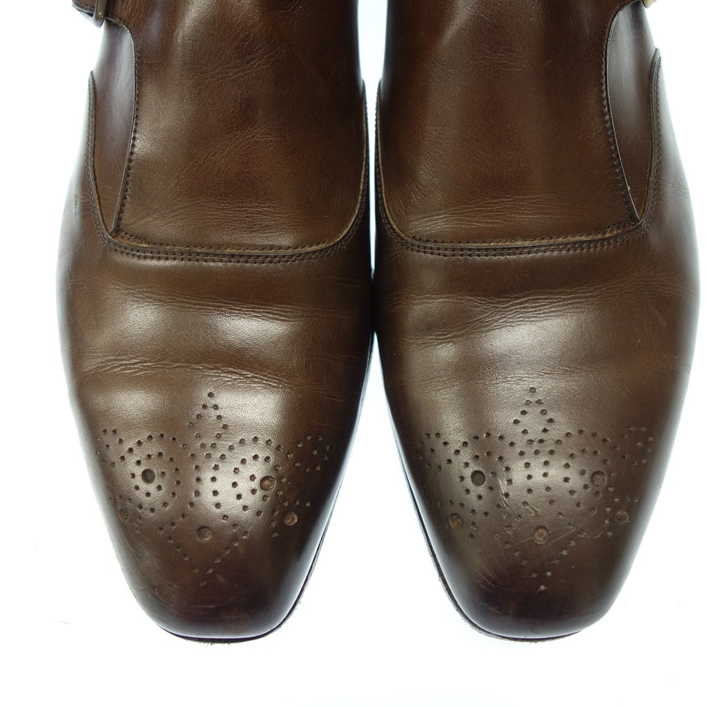 中古◆ラルフローレン パープルレーベル シングルストラップ レザーシューズ S1760 メンズ ブラウン系 サイズ7.5E RALPH LAUREN PURPLE LABEL【AFD9】