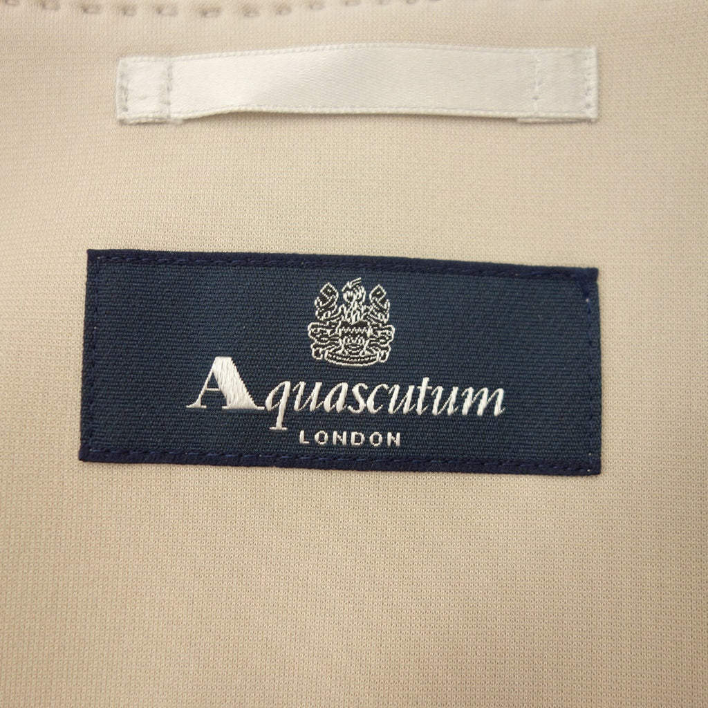 美品◆アクアスキュータム ノーカラーコート ポリエステル レディース ベージュ Aquascutum【AFB46】