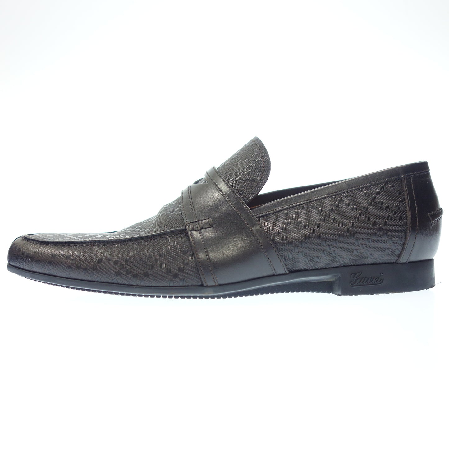 美品◆グッチ レザーローファー ディアマンテ ブラック サイズ7 メンズ GUCCI DIAMANTE【AFD8】