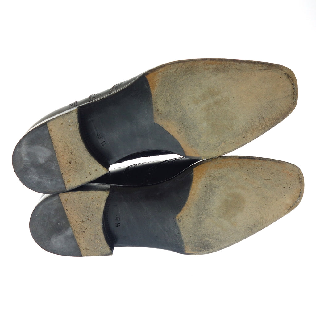 極美品◆ステファノベーメル レザーシューズ フルブローグ メンズ 39.5 黒 Stefano Bemer【LA】