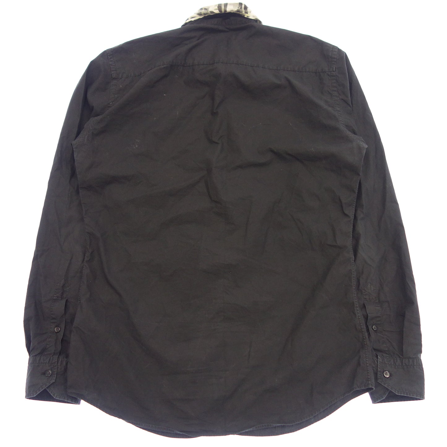 中古◆フェンディ 長袖シャツ クレリックカラー 黒系 サイズ39 メンズ FENDI【AFB4】