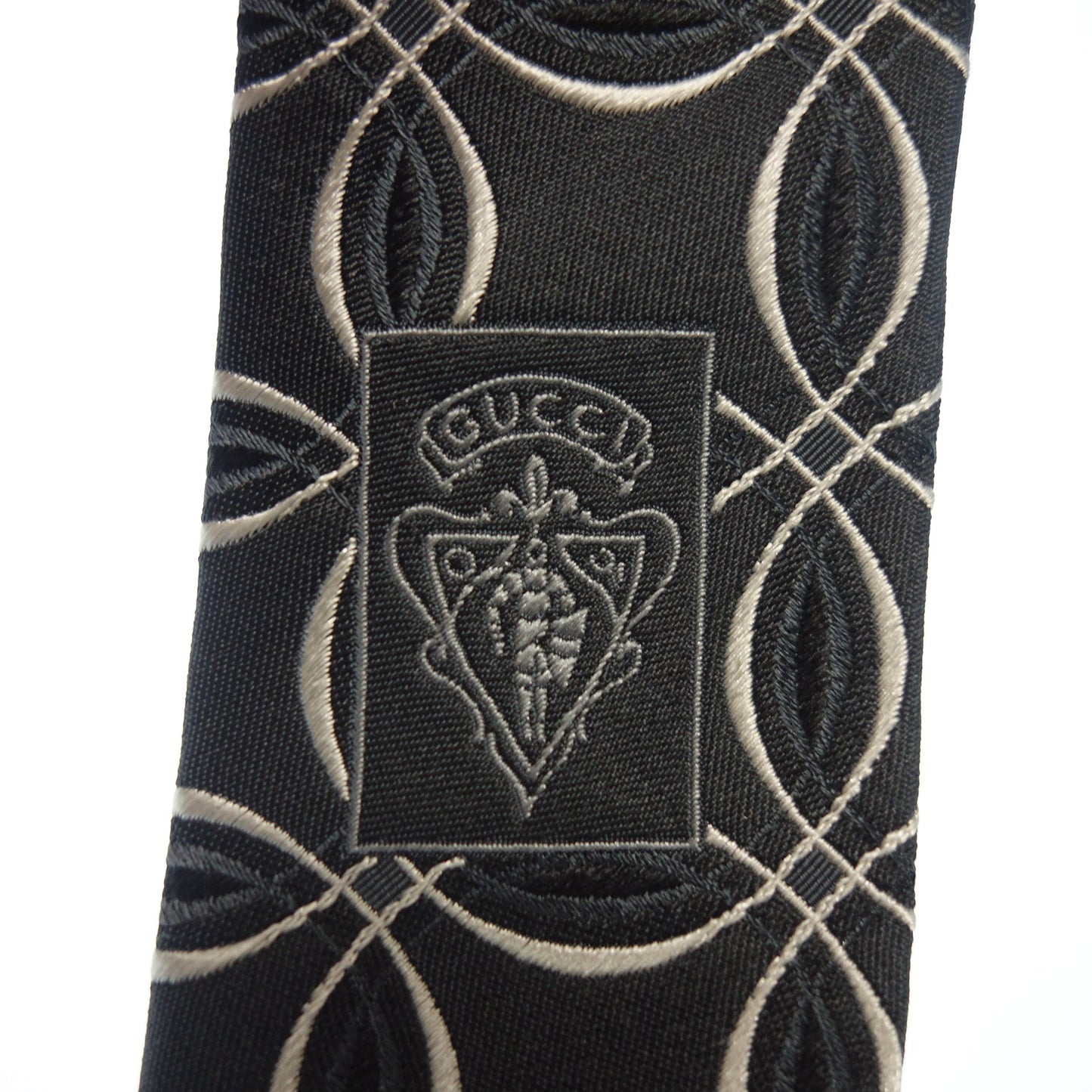 極美品◆グッチ ネクタイ シルク100% 総柄 グレー GUCCI【AFI7】
