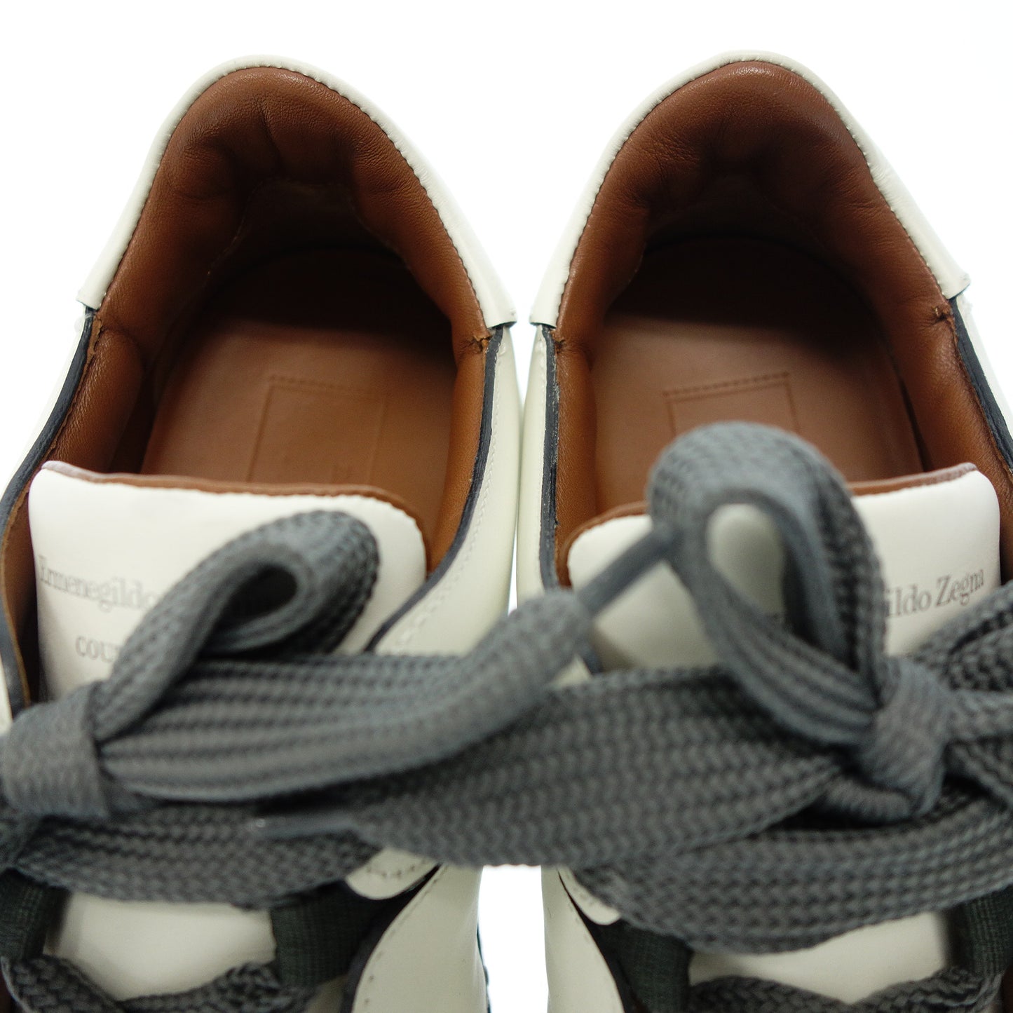 エルメネジルドゼニア レザースニーカー ティツィアーノ A2975X メンズ ホワイト 8.5 Ermenegildo Zegna【AFC6】【中古】