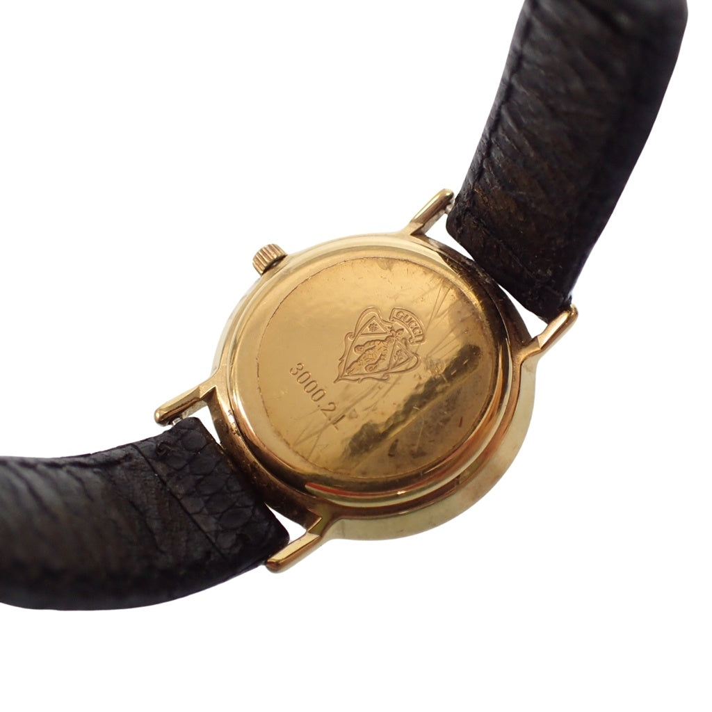 中古◆グッチ 腕時計 3000.2L 不動 ブラック×ゴールド GUCCI【AFI8】