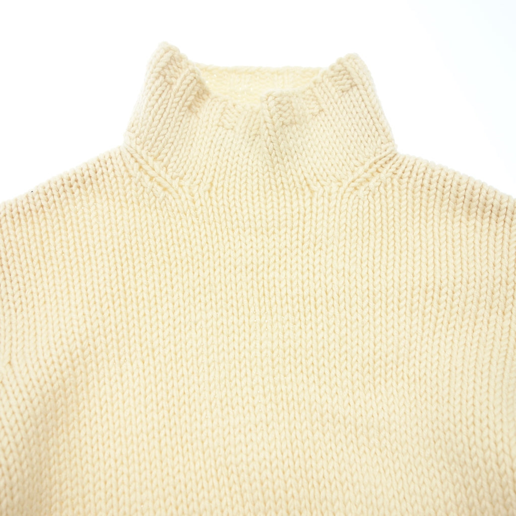 美品◆ジルサンダー 長袖 ニットセーター ハイネック カシミヤ レディース アイボリー サイズ34 JILSANDER【AFB36】