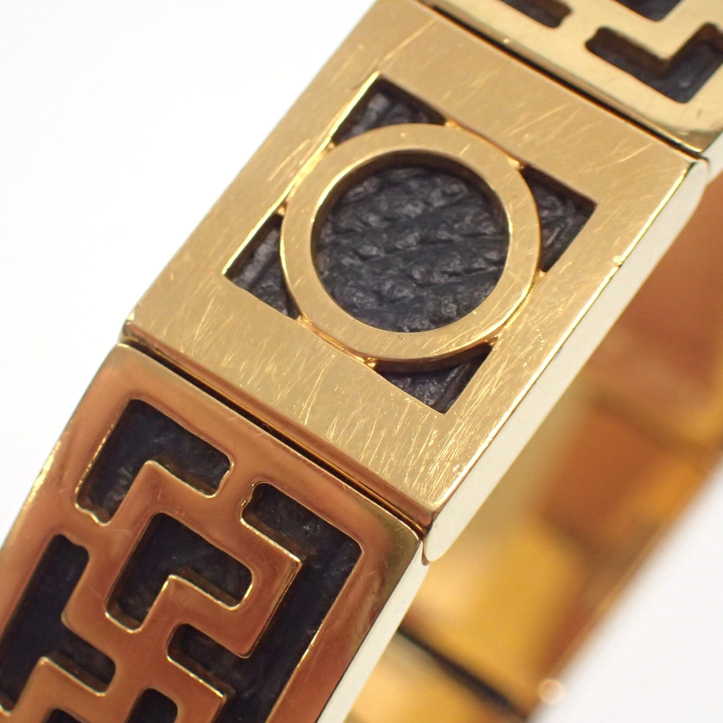 エルメス レザーブレスレット GP金具 ゴールド系 箱付き HERMES【AFI11】【中古】
