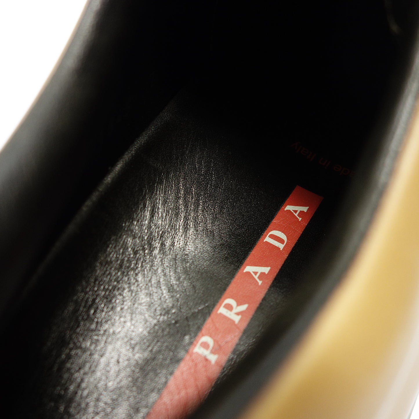 プラダ レースアップスニーカー レザー メンズ キャメル 7 PRADA【AFC34】【中古】