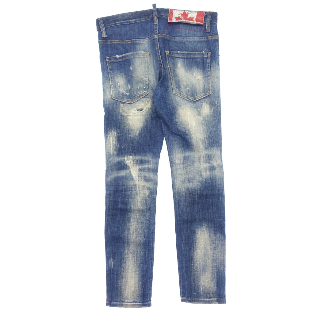 美品◆ディースクエアード デニムパンツ カナダパッチ ボタンフライ メンズ ブルー系 サイズ42 Dsquared2【AFB14】
