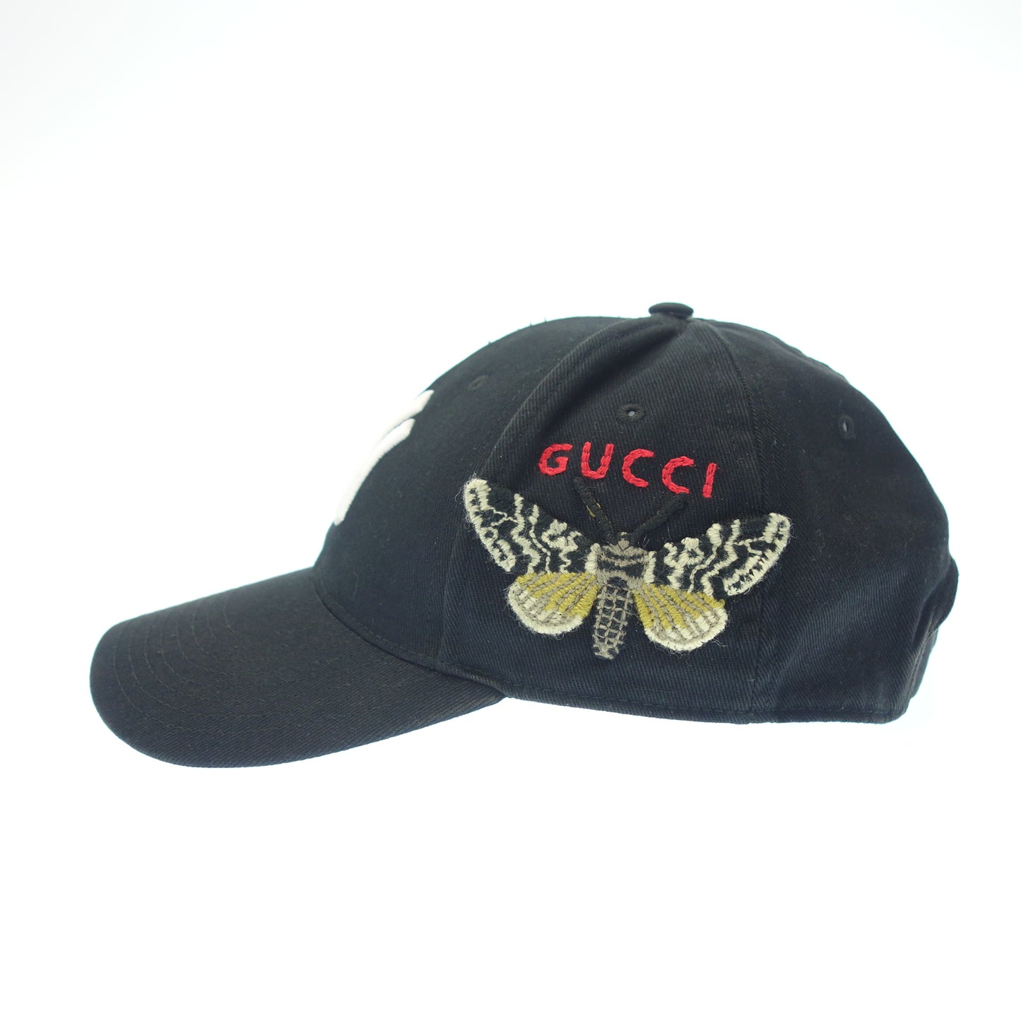 中古◆グッチ ベースボールキャップ バタフライ刺繍 538565 ブラック系 GUCCI【AFI20】