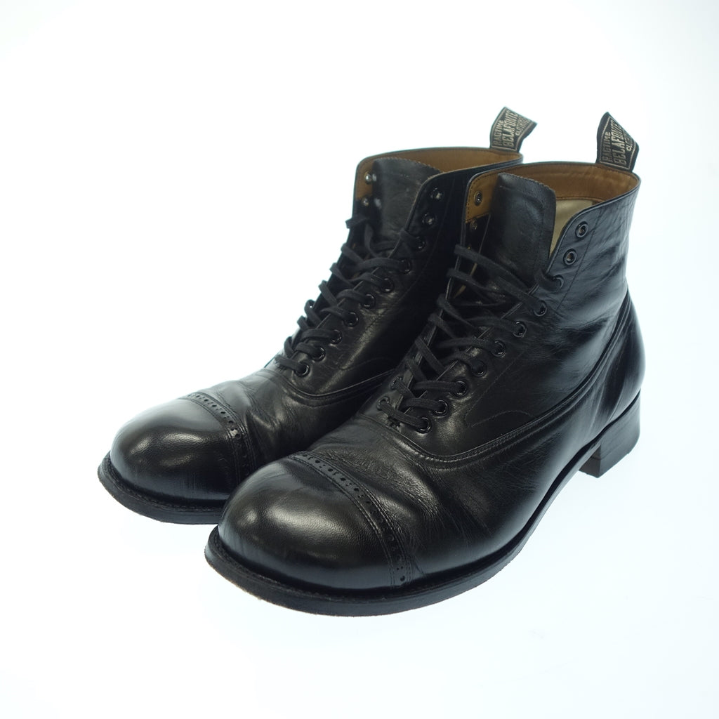 美品◆ベラフォンテ ラグタイム レザーシューズ アンクルブーツ 5837 レースアップ ポンツーン メンズ 8ブラック BELAFONTE RAGTIME ANKLE BOOTS PONTON【AFD9】