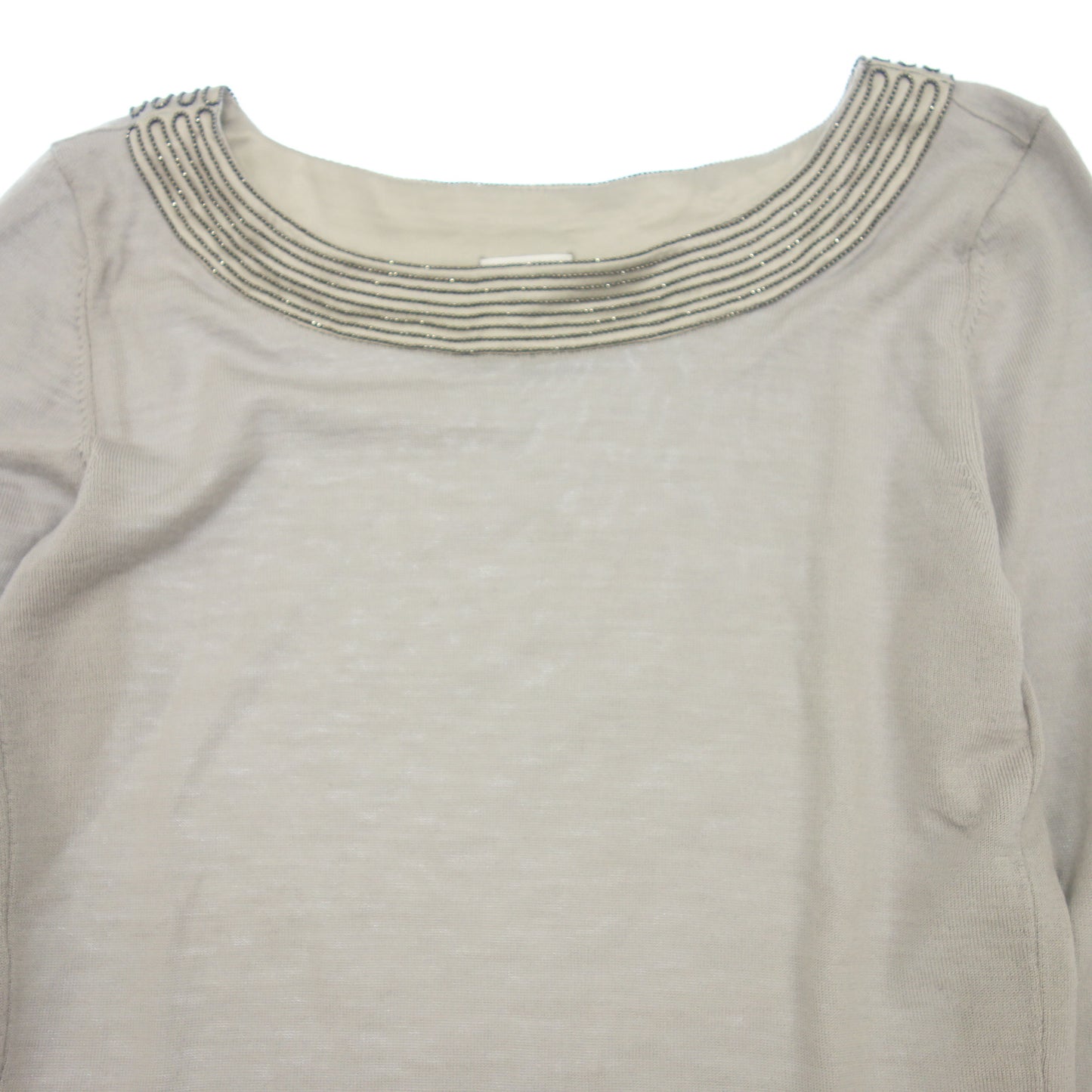 中古◆アルマーニ コレツィオーニ ビジュー ウール ニット カットソー レディース パープル系 42 ARMANI COLLEZIONI【AFB4】