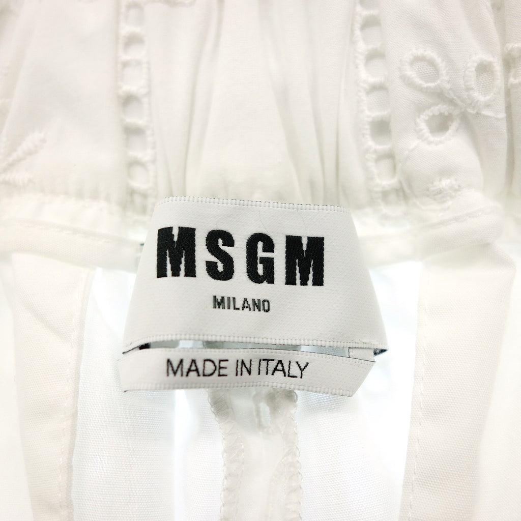 美品◆エムエスジーエム PATCHWORK コットンクロップドパンツ レディース 38 ホワイト MSGM【AFB4】
