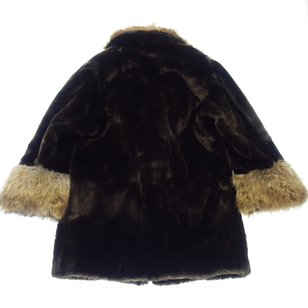 ポーシャル フェイクファー セミロングコート レディース 40 茶 POUSHAL【AFF24】【中古】