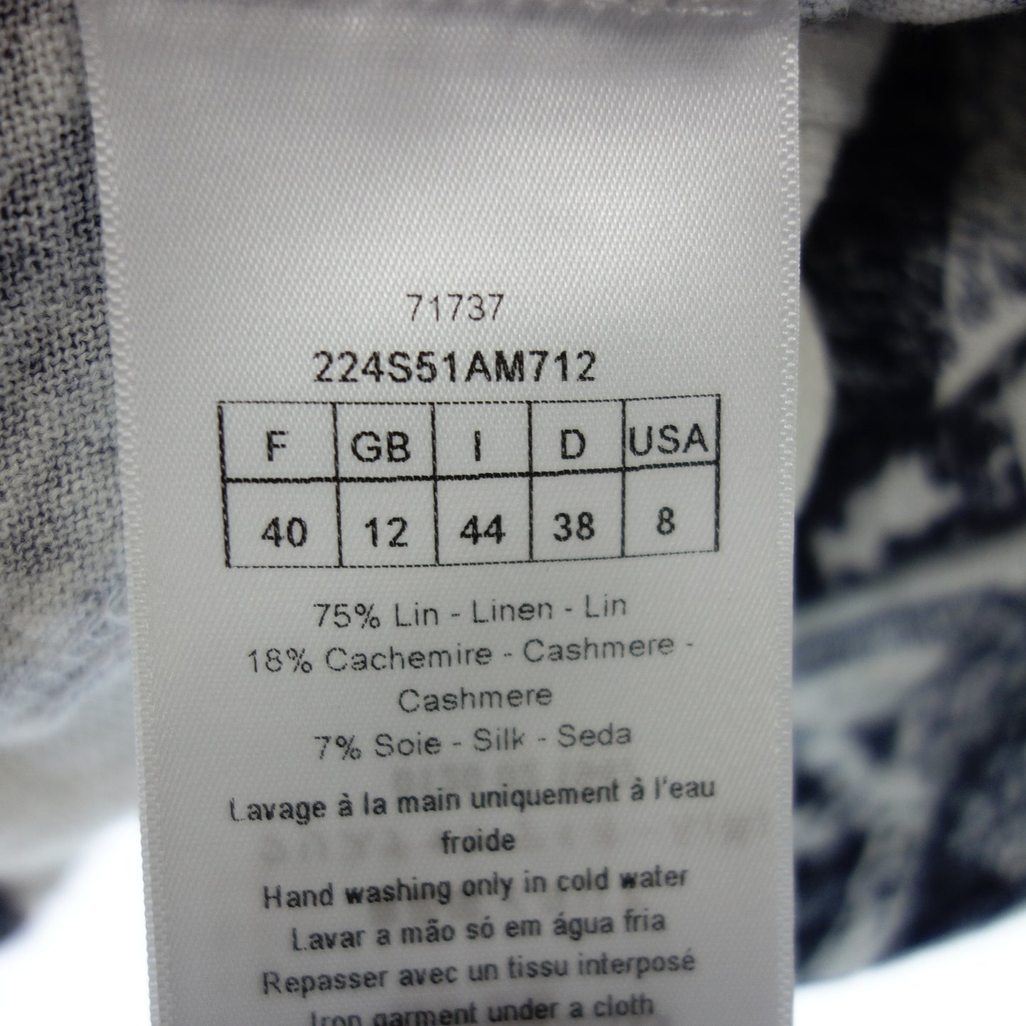 クリスチャンディオール ニットセーター トワルドゥジュイ 224S51AM712 レディース ネイビー/ホワイト 44 Christian Dior【AFB21】【中古】
