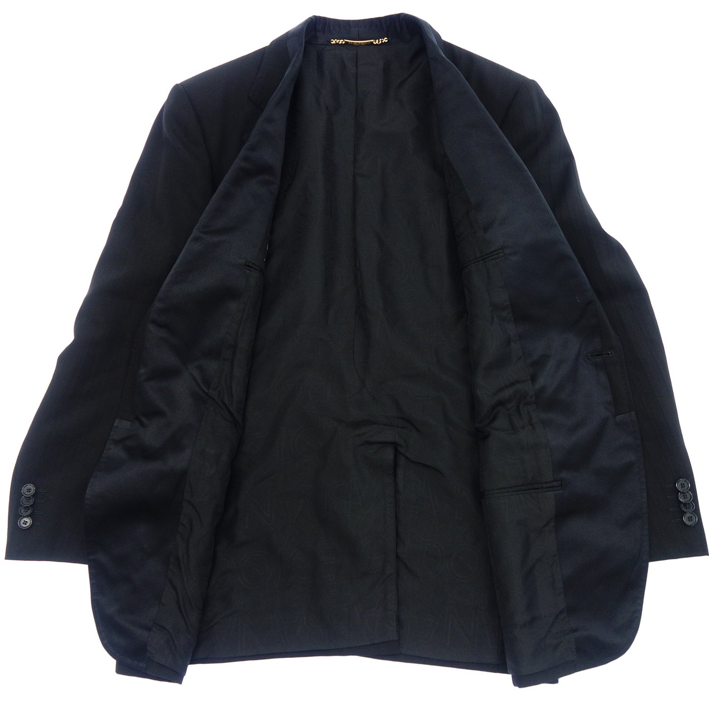 極美品◆ドルチェ&ガッバーナ テーラードジャケット シングル 1B ストライプ メンズ ブラック系 サイズ48 DOLCE&GABBANA【AFB19】
