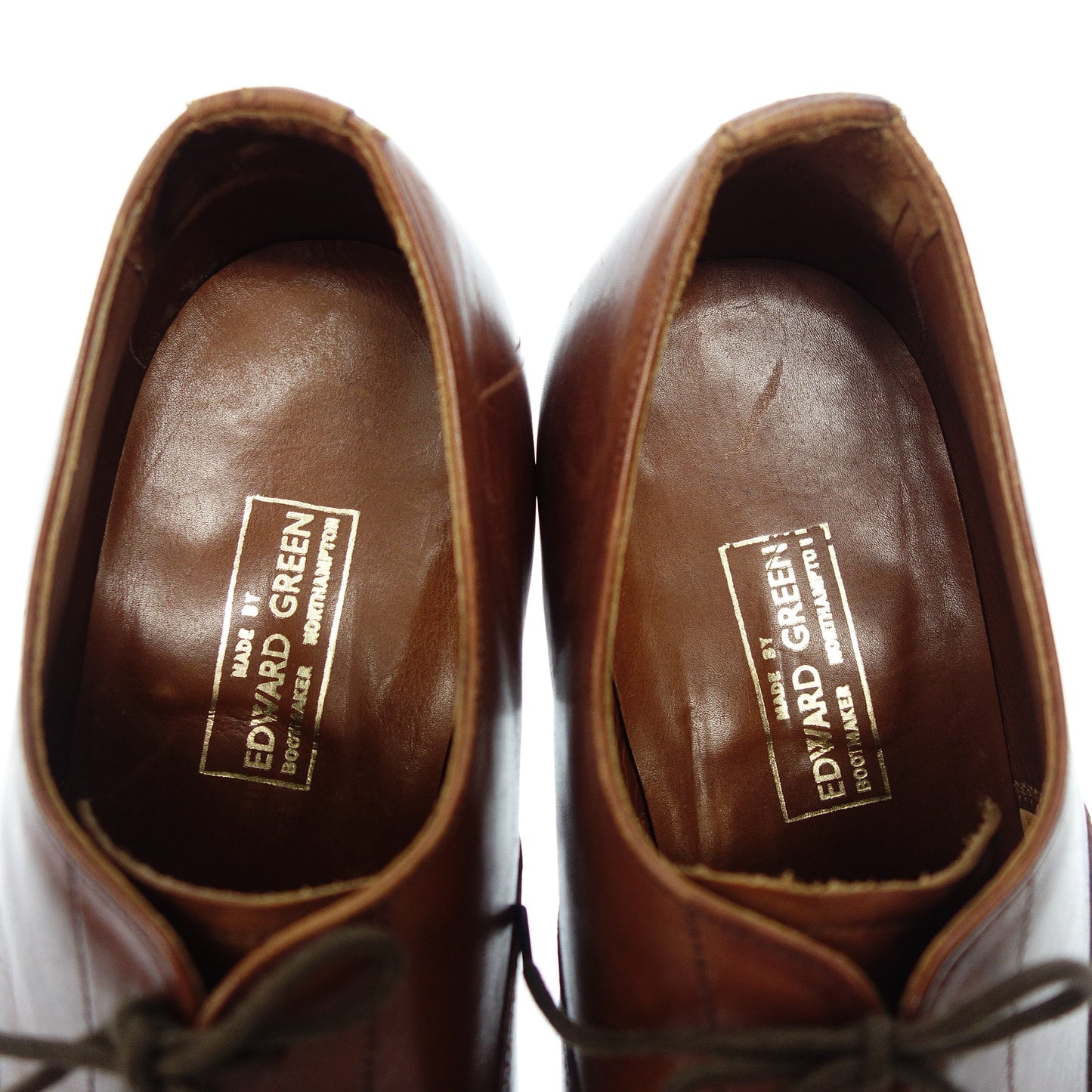 中古◆エドワードグリーン レザーシューズ パンチドキャップトゥ 旧ロゴ 88 メンズ ブラウン サイズ7.5E EDWARD GREEN【LA】