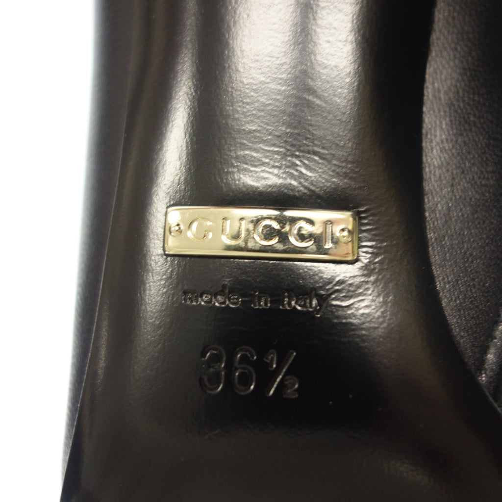 美品◆グッチ ロングブーツ ポインテッドトゥビット 388363 レディース ブラック系 36.5 GUCCI【AFD12】