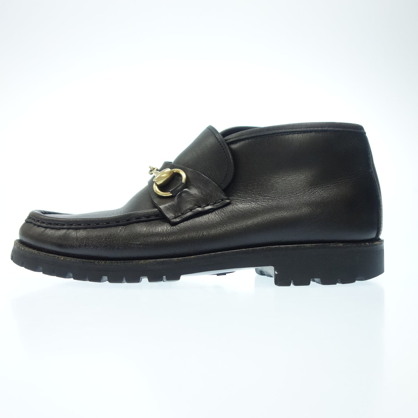 中古◆グッチ レザーショートブーツ ホースビット レディース 36.5 黒 GUCCI【AFC41】