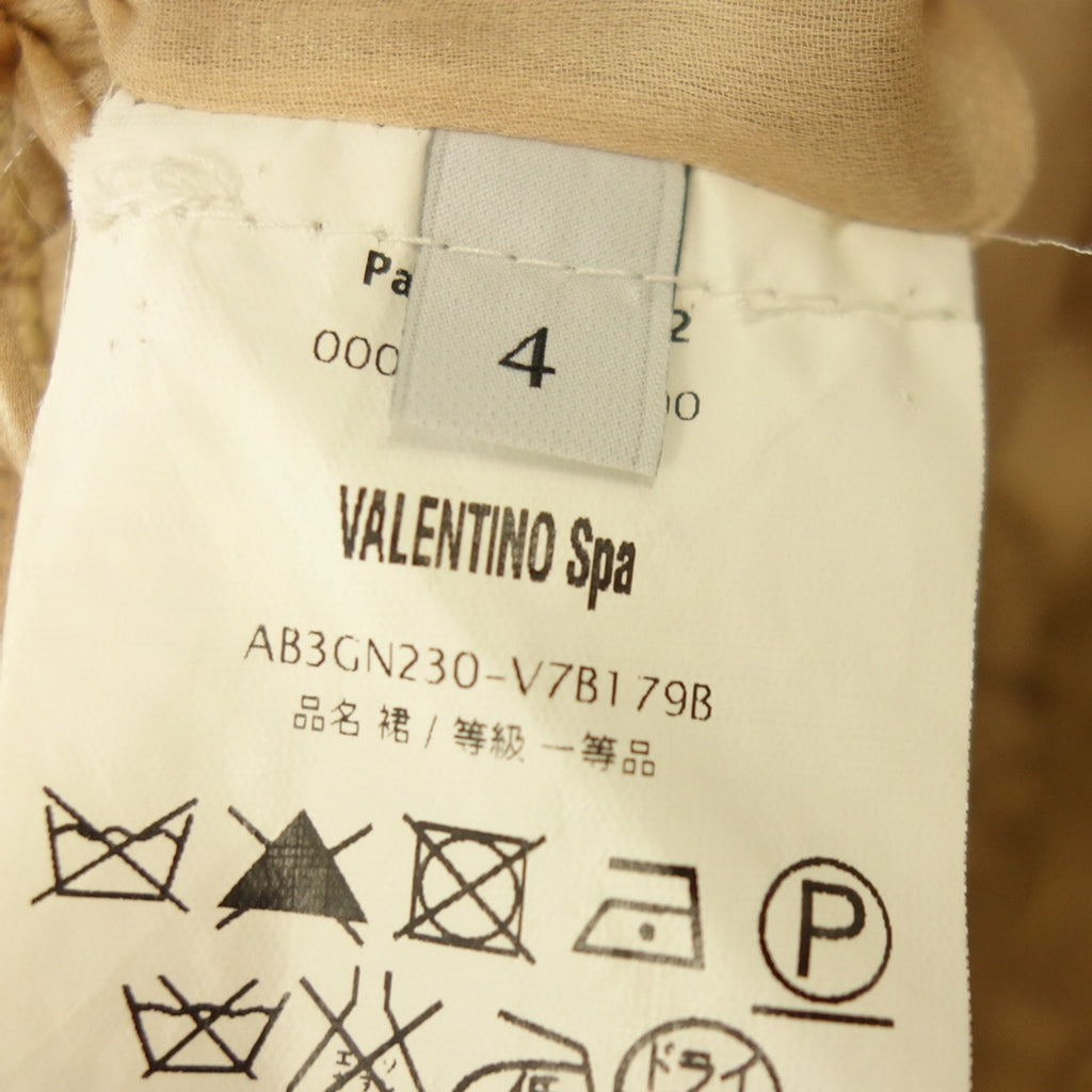 美品◆ヴァレンティノ コットン混レーヨン 花柄 レース タイトスカート レディース 4 ベージュ VALENTINO 【AFB34】