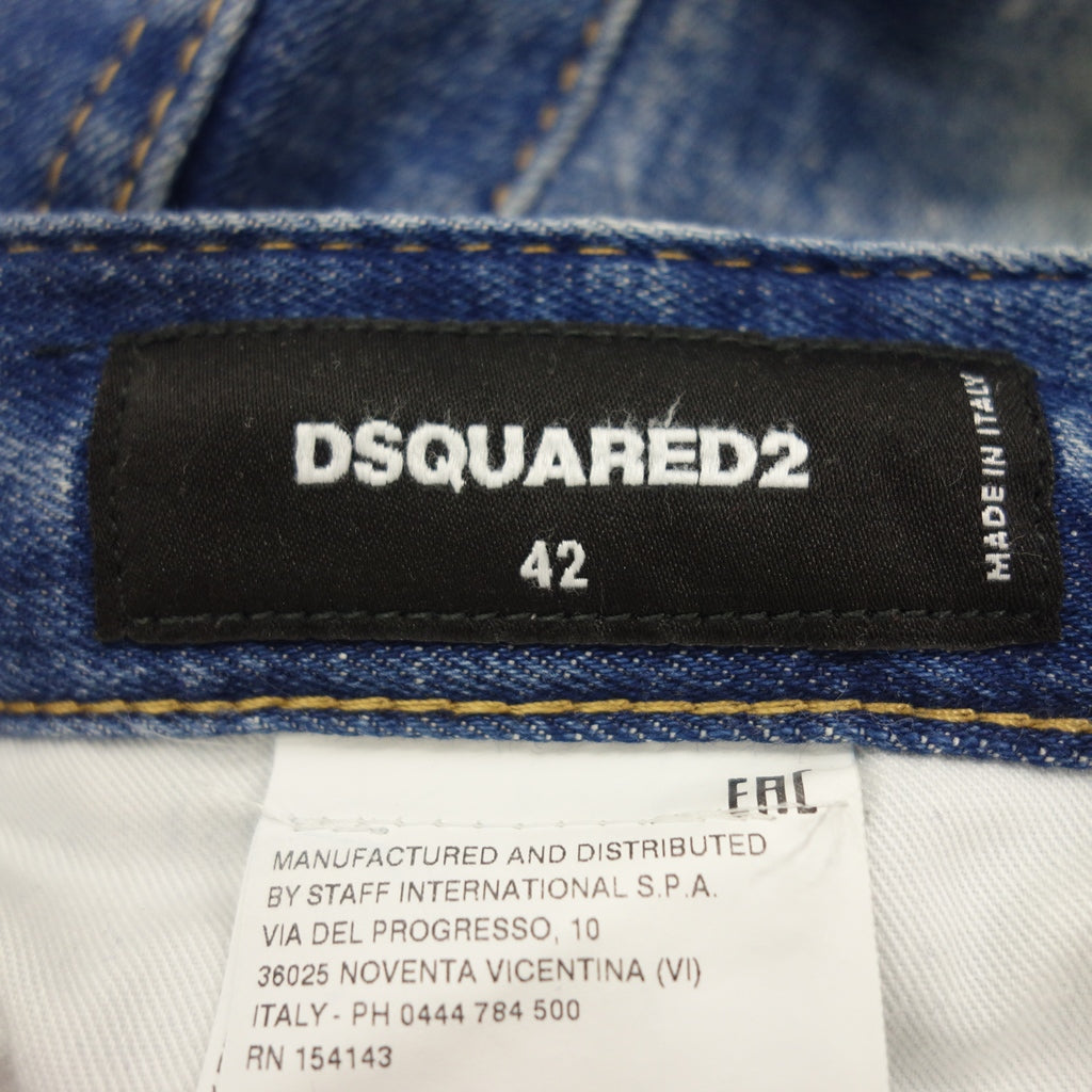 美品◆ディースクエアード デニムパンツ カナダパッチ ボタンフライ メンズ ブルー系 サイズ42 Dsquared2【AFB14】