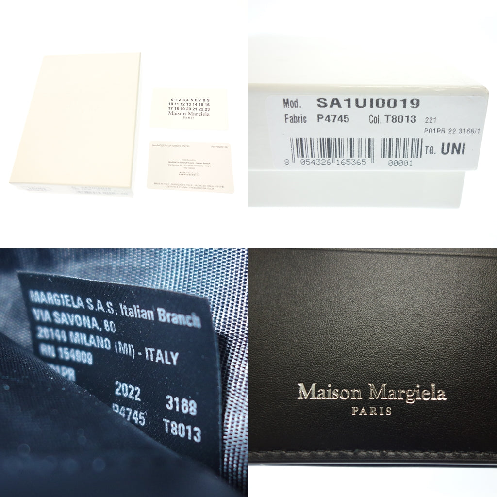 極美品◆メゾンマルジェラ 二つ折り財布 レザー フラップ ウォレット SA1UI0019 黒 箱付き Maion Margiela【AFI18】