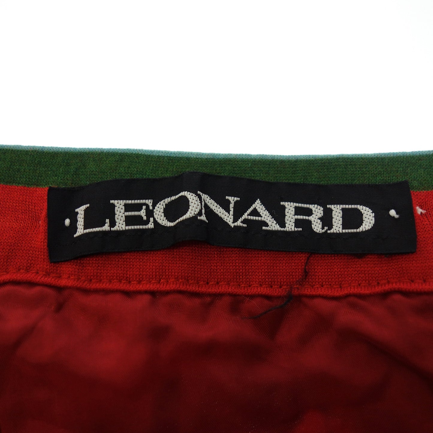 美品◆レオナール 総柄 シルク ウール スカート レディース W63 赤系 LEONARD【AFB15】