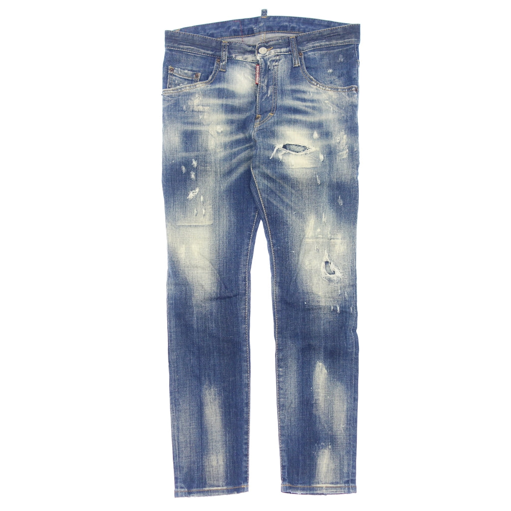 美品◆ディースクエアード デニムパンツ カナダパッチ ボタンフライ メンズ ブルー系 サイズ42 Dsquared2【AFB14】