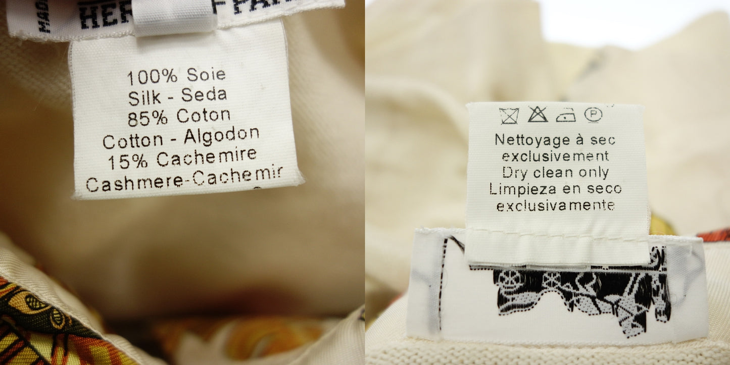 エルメス ニットポロシャツ シルク スカーフ柄 L レディース マルチカラー HERMES【AFB40】【中古】