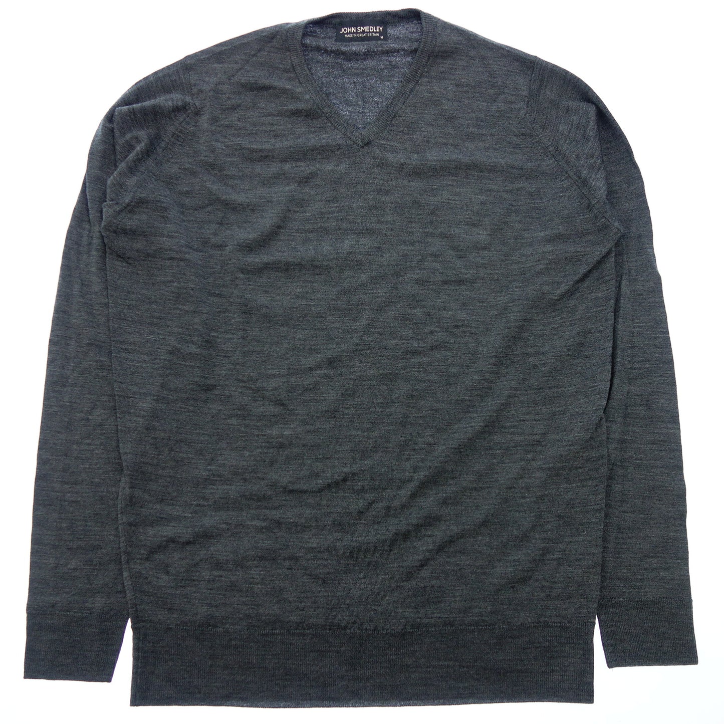 美品◆ジョンスメドレー セーター ウール100% Vネック グレー M メンズ JOHN SMEDLEY【AFB12】