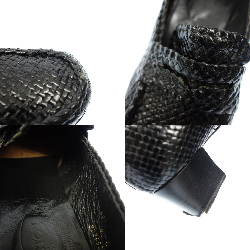 中古◆ジェイエムウエストン レザーシューズ ローファー ヒール パテントレザー 037 レディース 4C ブラック J.M.WESTON【AFC21】