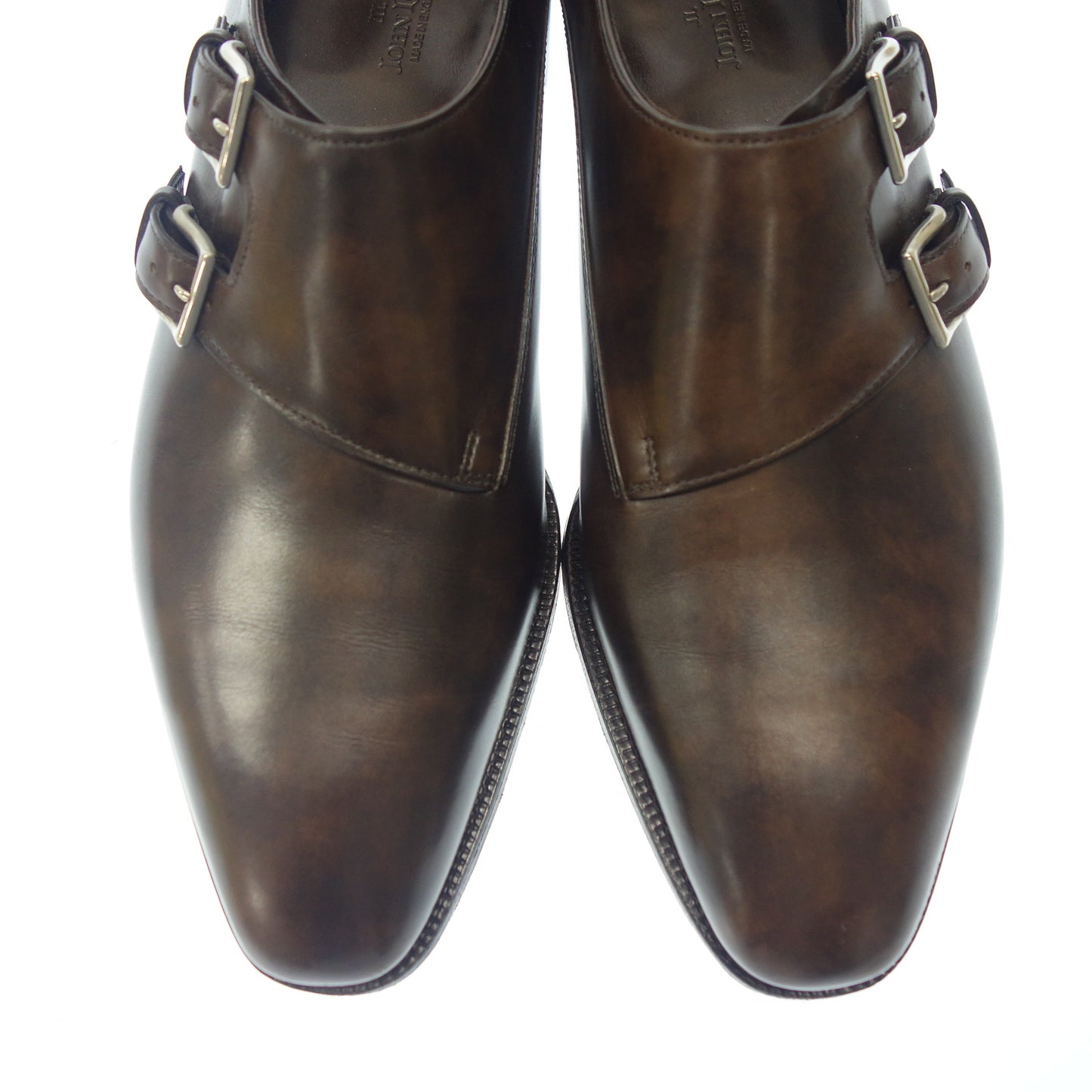 状况非常好◆John Lobb 皮鞋双僧侣教堂博物馆小牛皮棕色 UK8E 8000 最后 CHAPEL JOHN LOBB