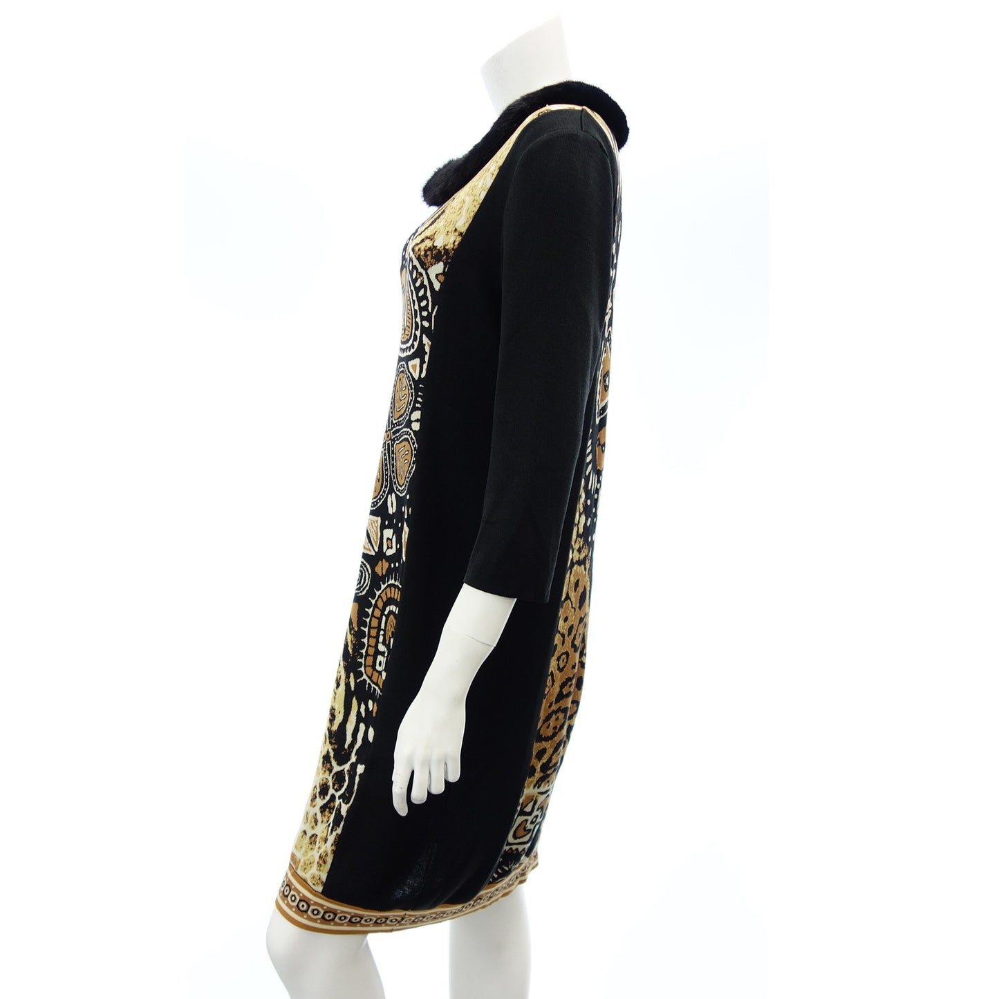 レオナール シルクワンピース ミンクファー レディース マルチカラー 42 LEONARD【AFB46】【中古】