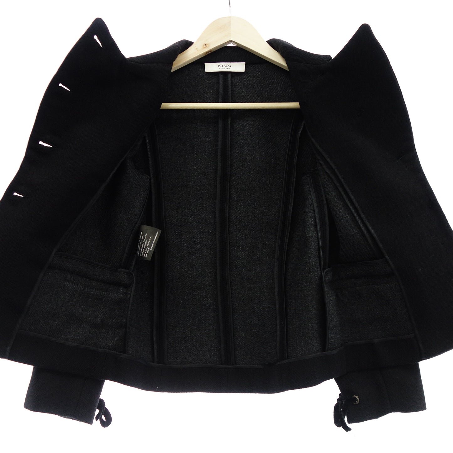プラダ セットアップ スカート ジャケット ウール レディース ブラック PRADA【AFA9】【中古】