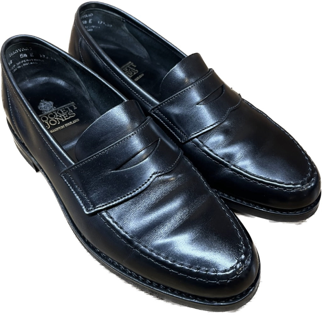 美品◆クロケット&ジョーンズ レザーシューズ コインローファー HARVARD 黒 UK5.5E CROCKETT&JONES