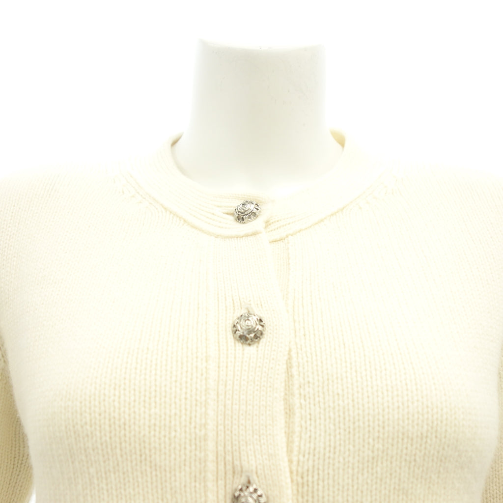 美品◆フォクシー 40332 長袖カーディガン カシミア レディース クリーム系 サイズ38 FOXEY【AFB27】