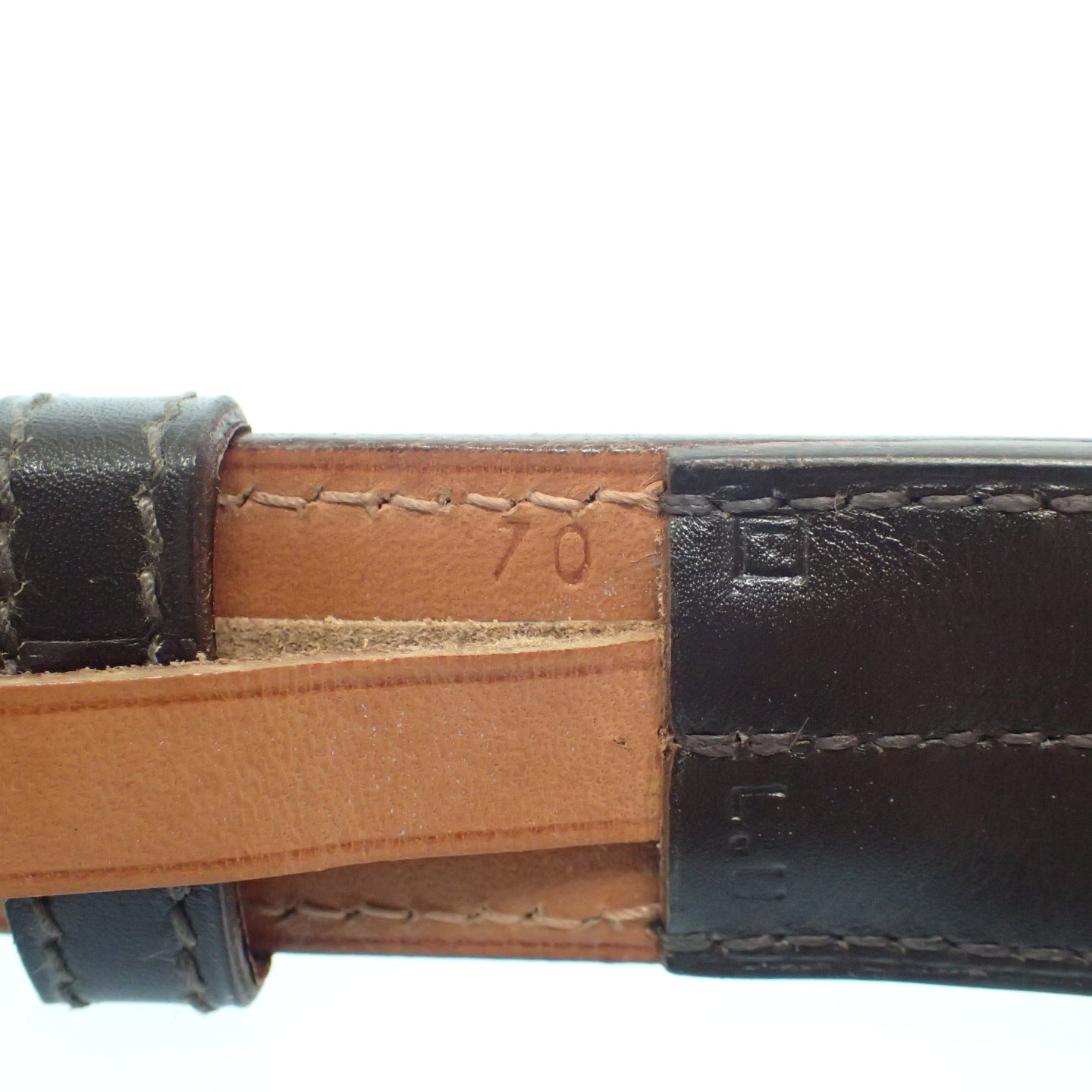 中古◆エルメス レザーベルト シルバー金具 エトリヴィエール □F刻 HERMES【AFI4】