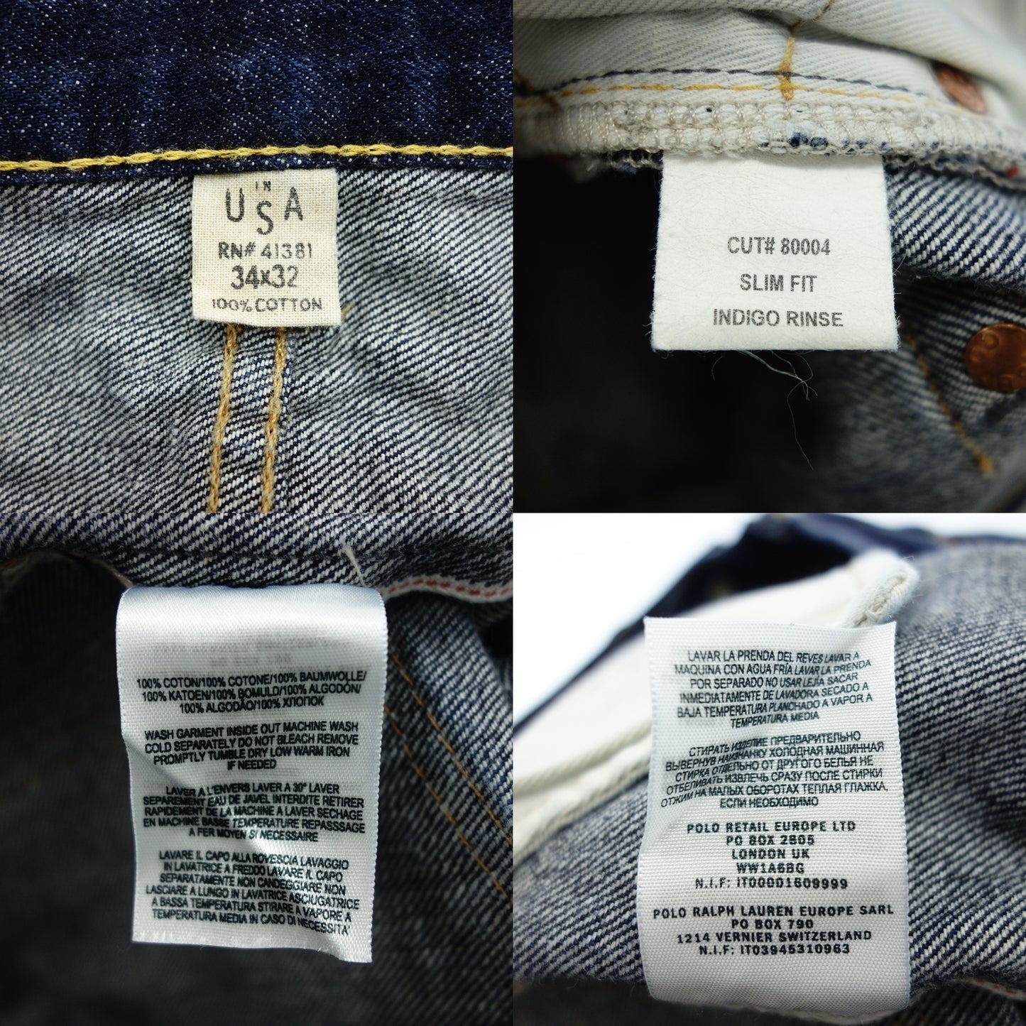 ダブルアールエル ラルフローレン デニム スリムフィット 34×32 メンズ インディゴ RRL【AFB40】【中古】