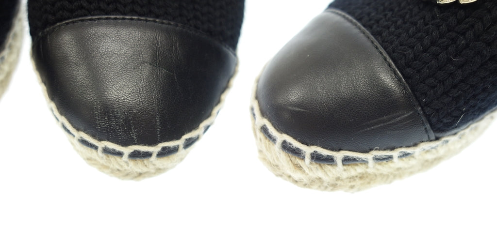 中古◆シャネル スリッポン フラットシューズ 20K チェーンCC エスパドリーユ レディース ブラック系 サイズ35 G36368 CHANEL【AFC20】