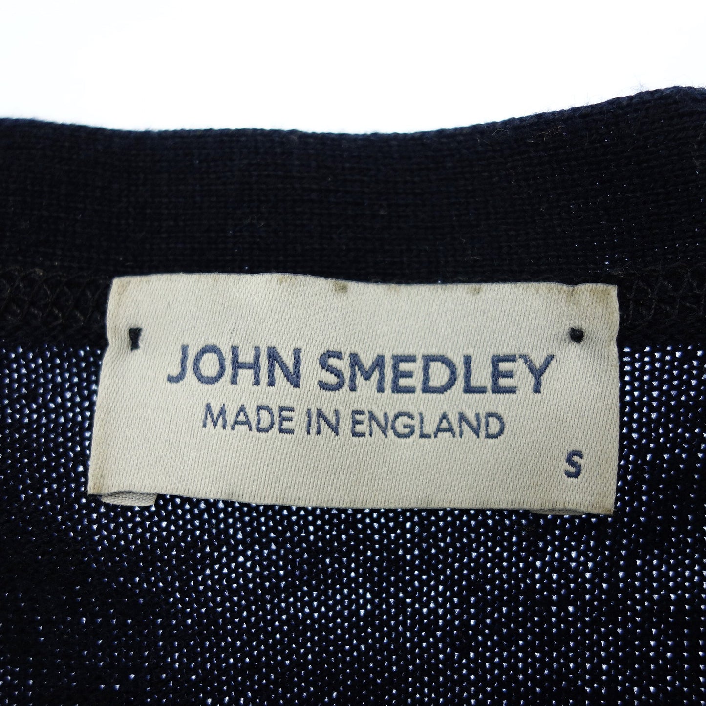 中古◆ジョンスメドレー ニットカーディガン メリノウール Vネック 長袖 メンズ S ネイビー JOHN SMEDLEY【AFB5】