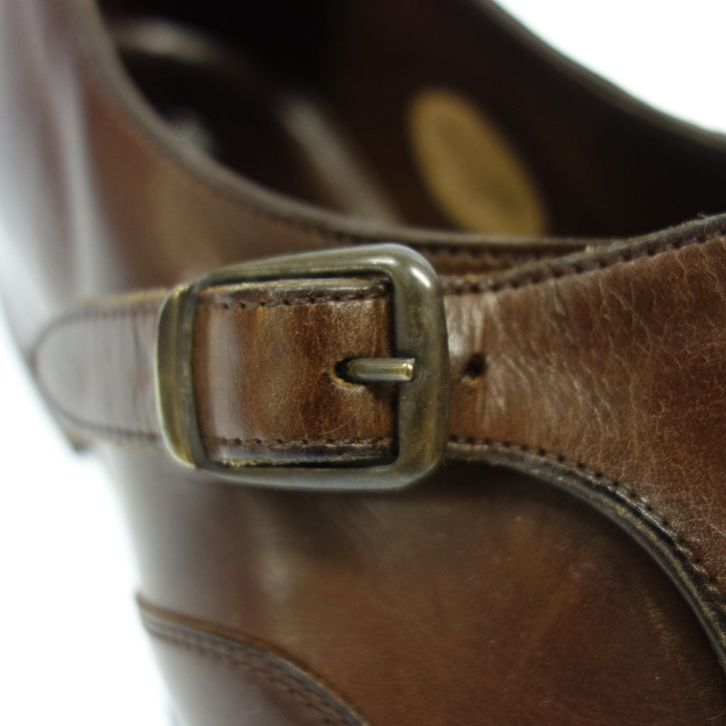 中古◆ラルフローレン パープルレーベル シングルストラップ レザーシューズ S1760 メンズ ブラウン系 サイズ7.5E RALPH LAUREN PURPLE LABEL【AFD9】