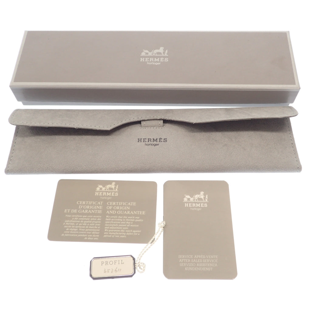 中古◆エルメス 腕時計 プロフィール クォーツ アイボリー文字盤 デイト シルバー×ゴールド 353611 箱付き HERMES【AFI18】