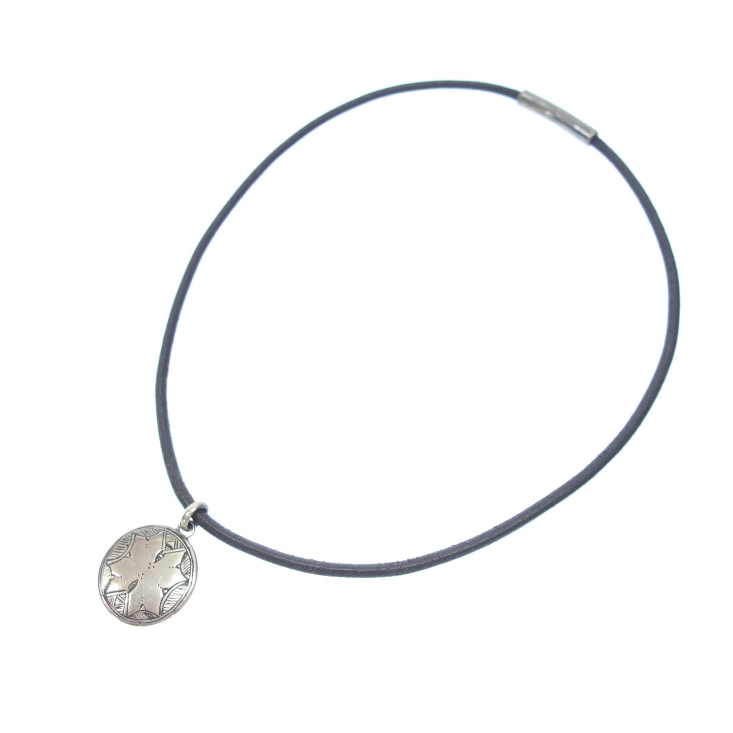 美品◆エルメス ネックレス ペンダント シルバー トゥアレグ 黒系 HERMES【AFI5】