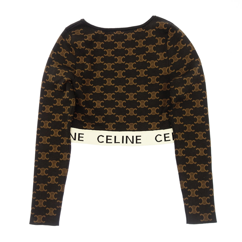 美品◆セリーヌ トップス 2AG03916T トリオンフ 23SS クロップトップ レディース ブラウン系 サイズS CELINE【AFB17】