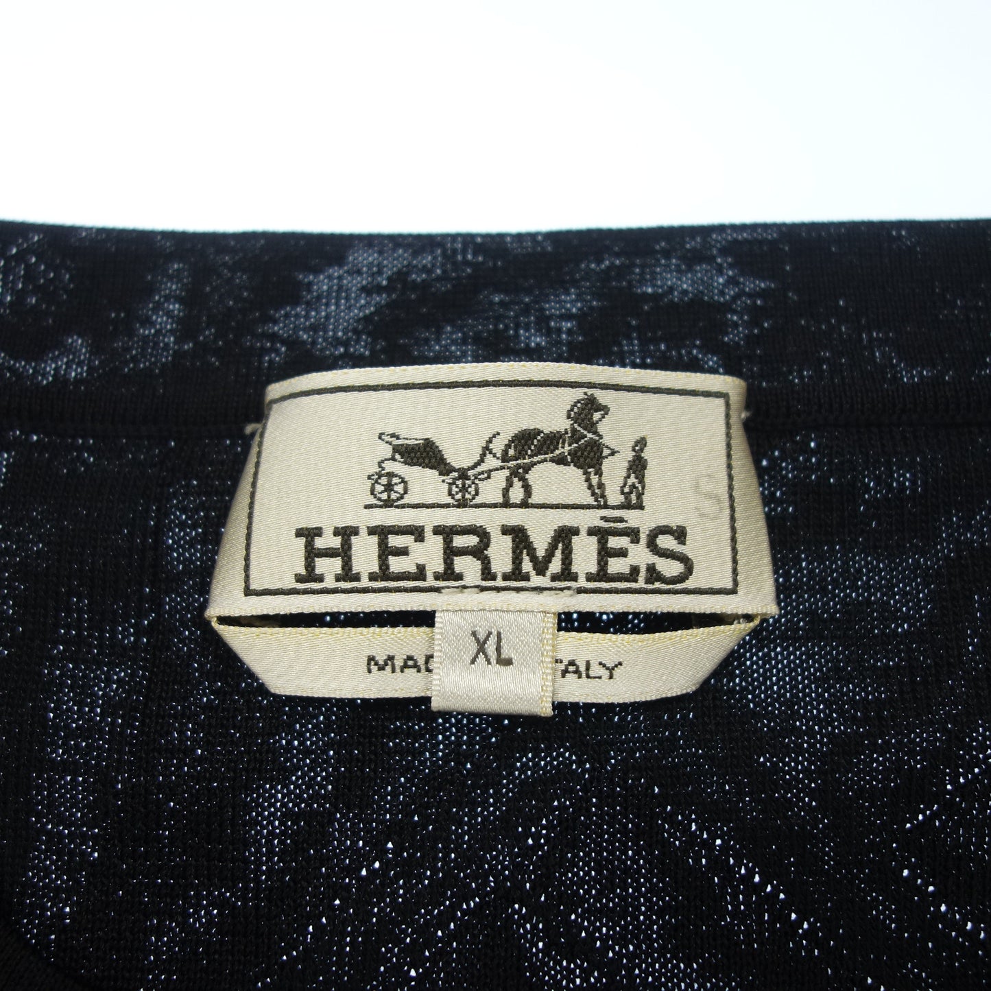エルメス ニットセーター シルク 総柄 メンズ XL 黒 HERMES【AFB16】【中古】