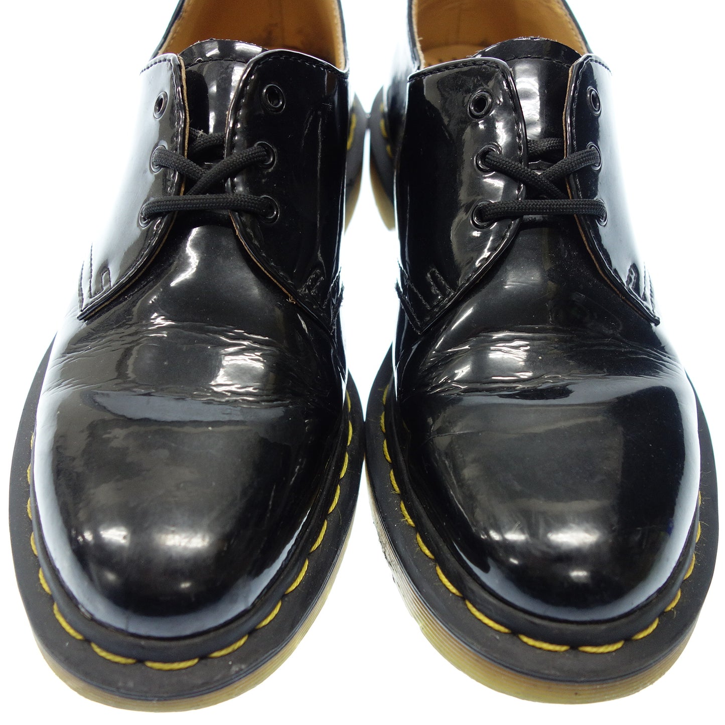 ドクターマーチン 3ホール ラバーソール パテントレザーシューズ メンズ 6 黒 Dr.Martens【AFC19】【中古】